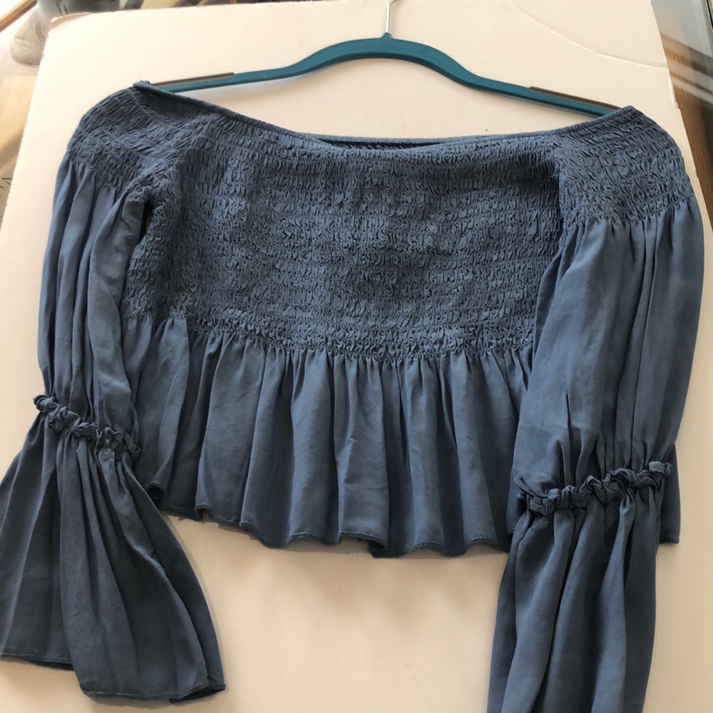 Rayon long sleeve crop top